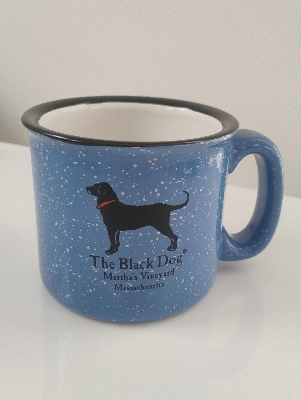 The Black Dog - Blue Speckled Martha's Vineyard Diner Style Mug